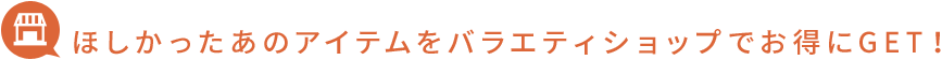 ほしかったあのアイテムをバラエティショップでお得にGET！